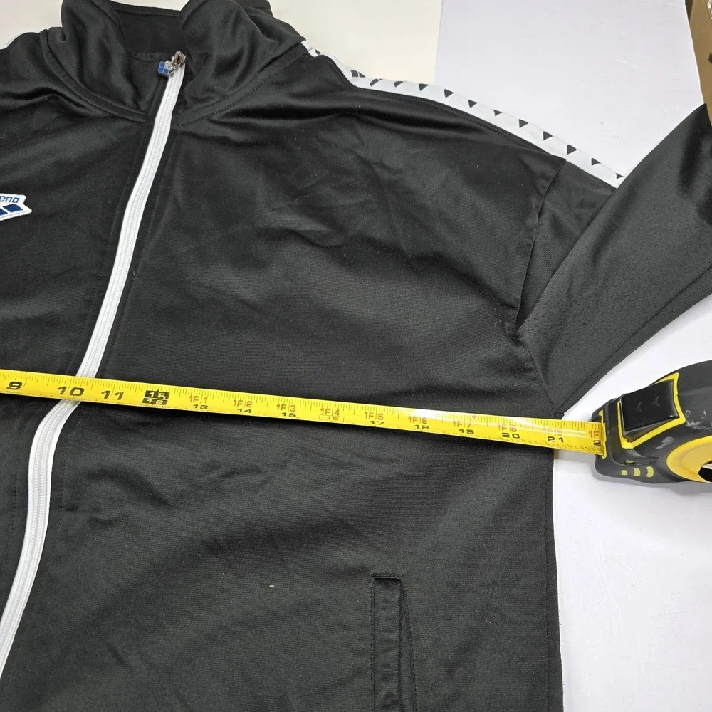 Arena Track Jacket Mens Medium Black‎ White Team Oversize Full Zip Retro Logo